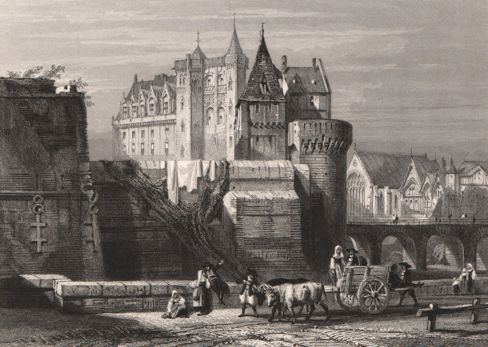 CHÂTEAU DE NANTES. Loire-Atlantique 1844 old vintage print picture